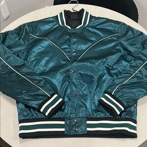 Nike Teal Bomber Jacket Satin Varsity Style
